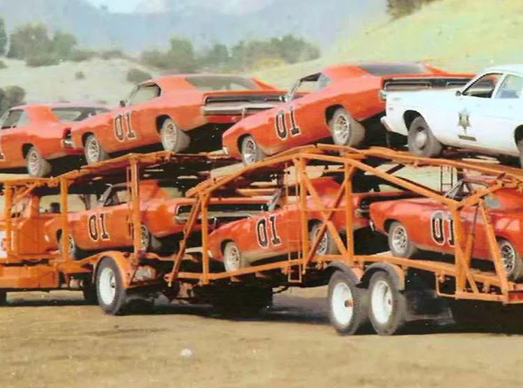 1969 Dodge Chargers on the backlot of the Dukes of Hazzard filming